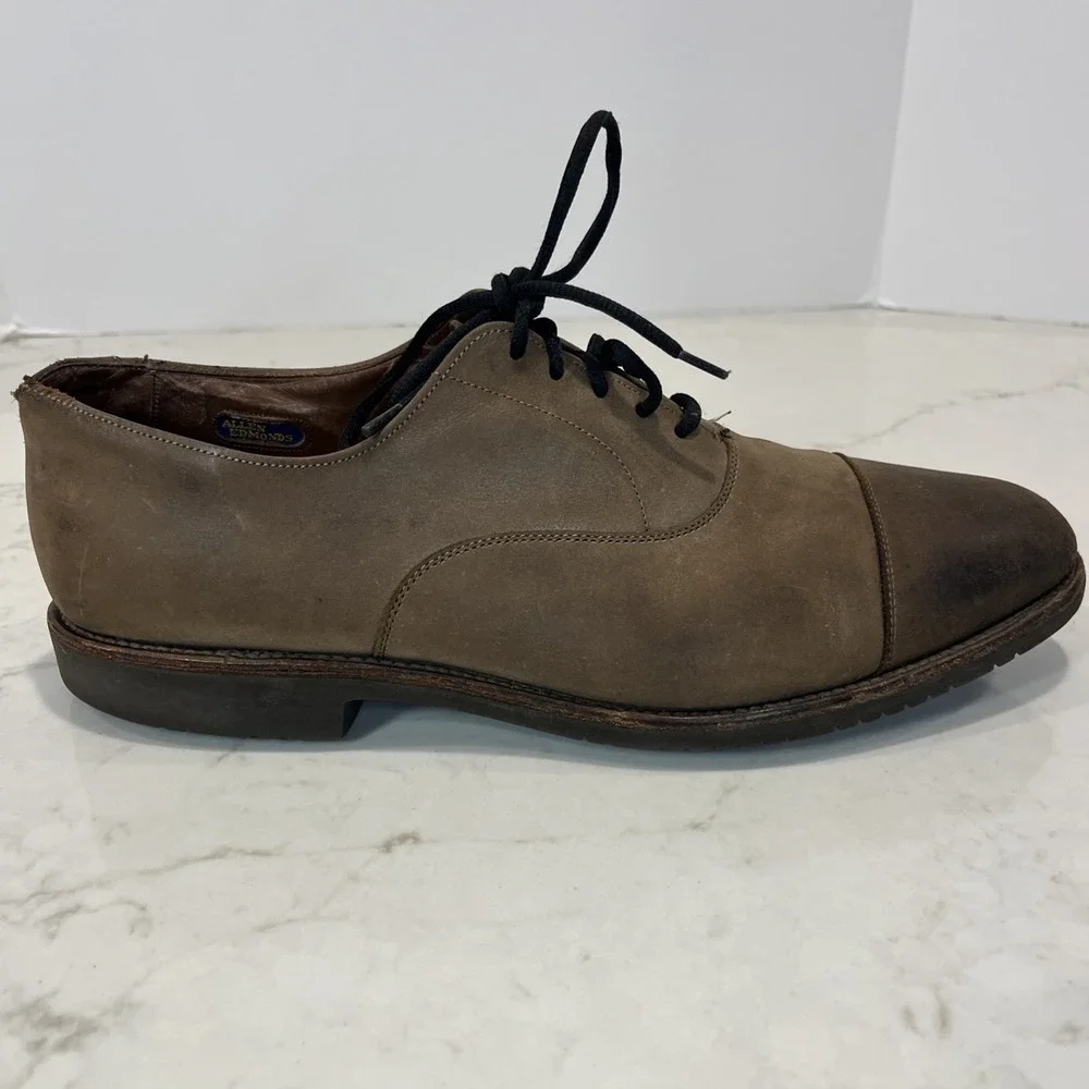 Allen Edmonds Buxton Oxford 11.5 D Cap Toe Burnished Brown Combed Leather‎